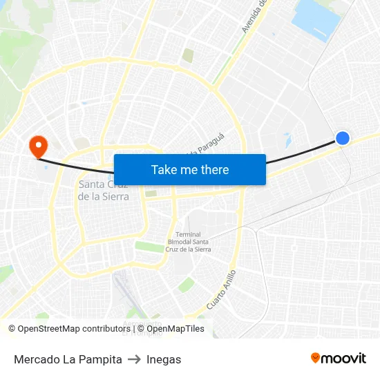 Mercado La Pampita to Inegas map