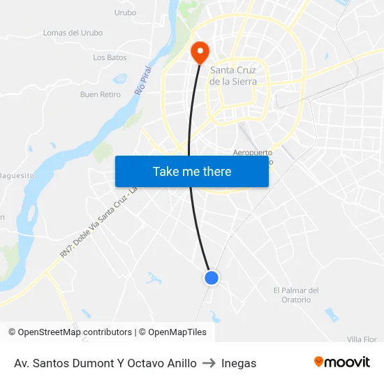 Av. Santos Dumont Y Octavo Anillo to Inegas map