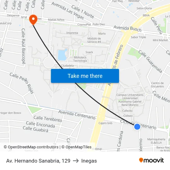 Av. Hernando Sanabria, 129 to Inegas map