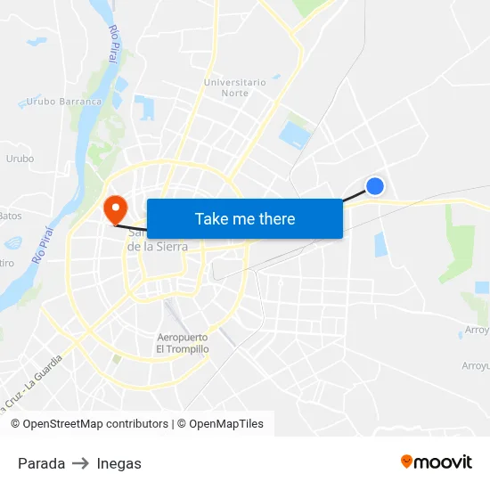 Parada to Inegas map