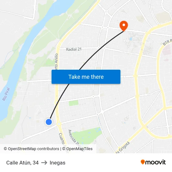 Calle Atún, 34 to Inegas map