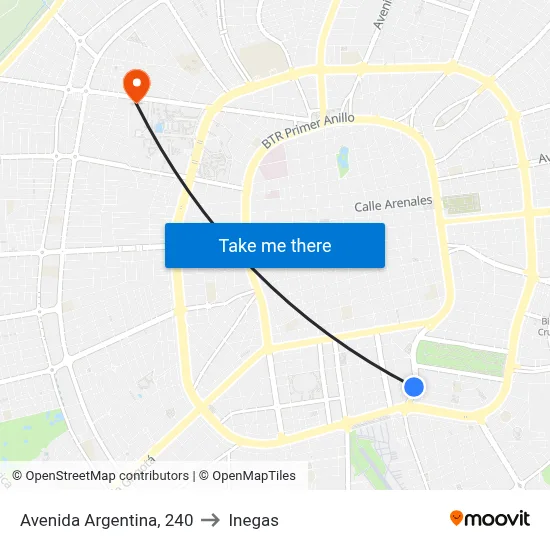 Avenida Argentina, 240 to Inegas map