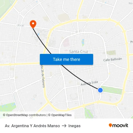 Av. Argentina Y Andrés Manso to Inegas map