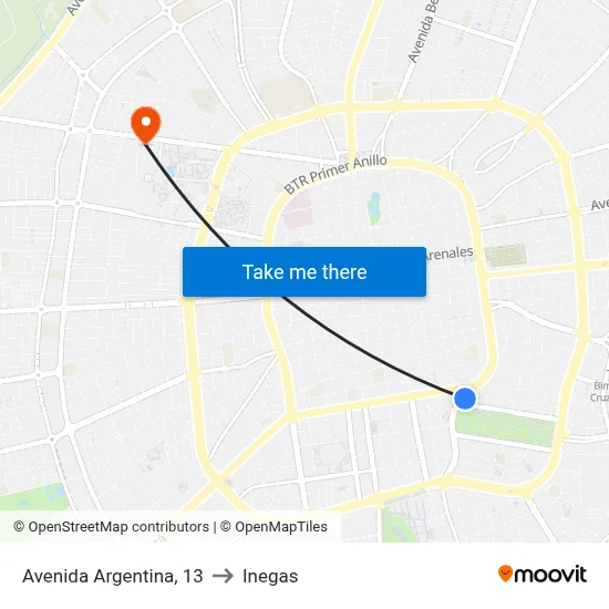Avenida Argentina, 13 to Inegas map