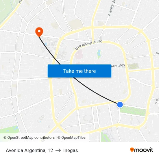 Avenida Argentina, 12 to Inegas map