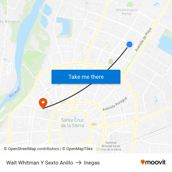 Walt Whitman Y Sexto Anillo to Inegas map