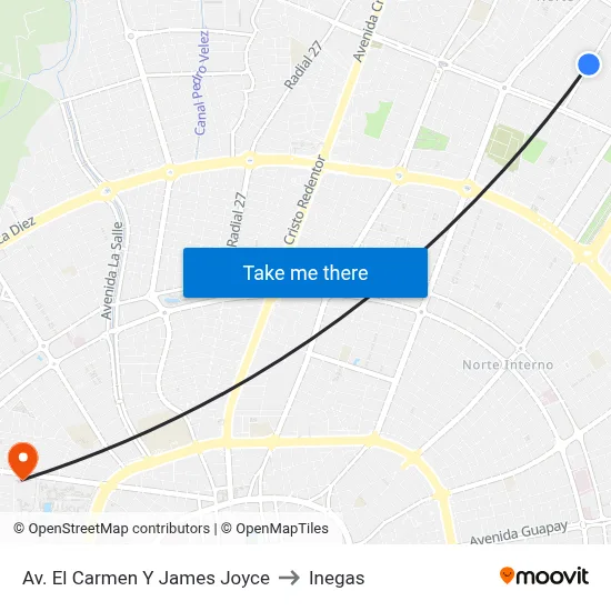 Av. El Carmen Y James Joyce to Inegas map