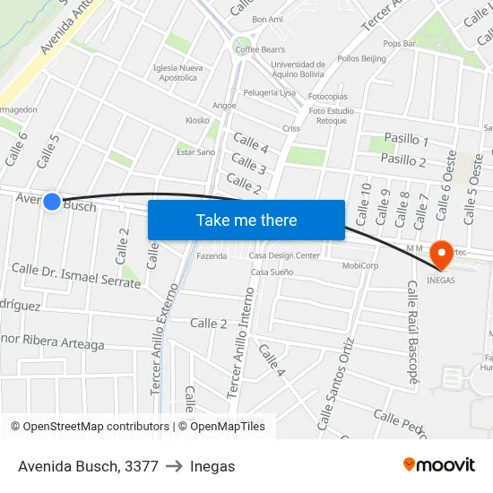 Avenida Busch, 3377 to Inegas map