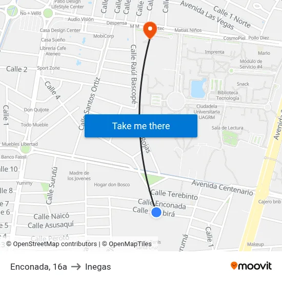 Enconada, 16a to Inegas map