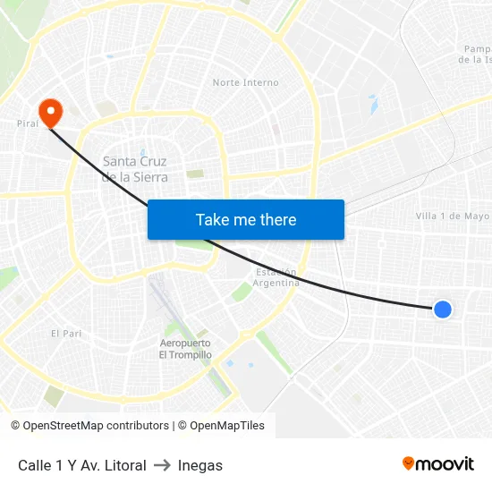 Calle 1 Y Av. Litoral to Inegas map