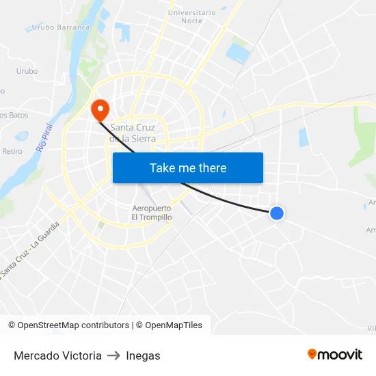 Mercado Victoria to Inegas map
