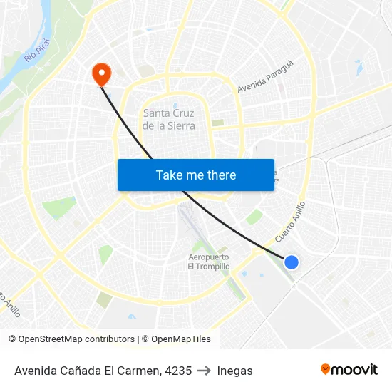 Avenida Cañada El Carmen, 4235 to Inegas map