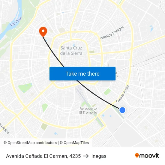 Avenida Cañada El Carmen, 4235 to Inegas map