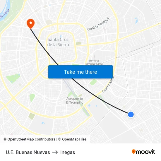 U.E. Buenas Nuevas to Inegas map