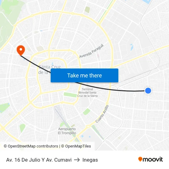 Av. 16 De Julio Y Av. Cumavi to Inegas map