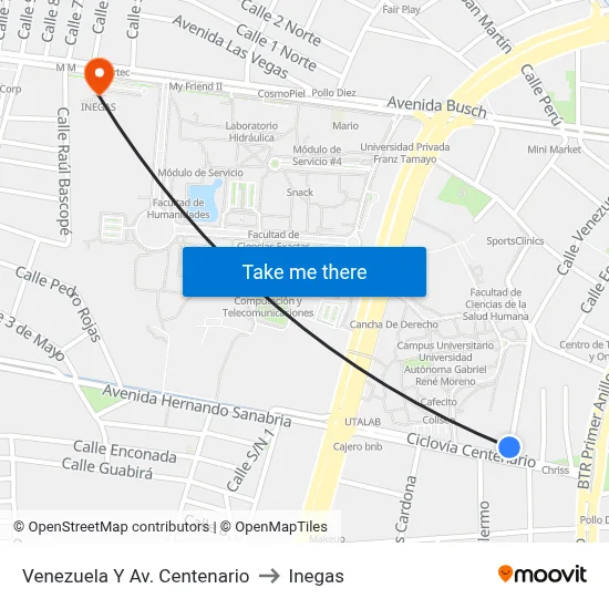 Venezuela Y Av. Centenario to Inegas map