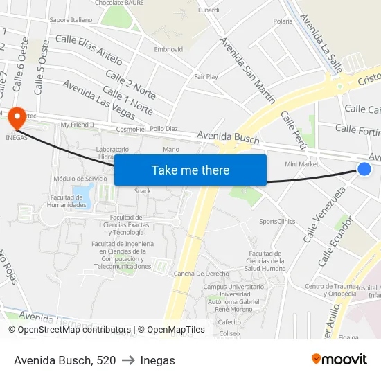 Avenida Busch, 520 to Inegas map