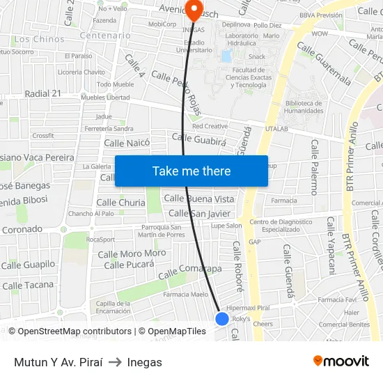 Mutun Y Av. Piraí to Inegas map