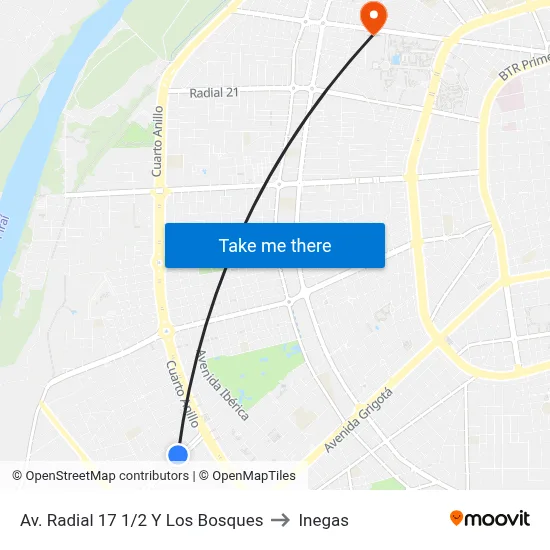 Av. Radial 17 1/2 Y Los Bosques to Inegas map