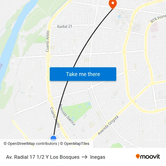 Av. Radial 17 1/2 Y Los Bosques to Inegas map
