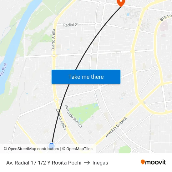 Av. Radial 17 1/2 Y Rosita Pochi to Inegas map