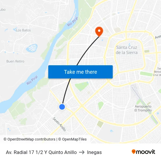 Av. Radial 17 1/2 Y Quinto Anillo to Inegas map