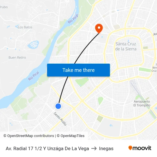Av. Radial 17 1/2 Y Unzága De La Vega to Inegas map