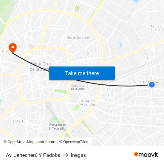 Av. Jenecherú Y Padoba to Inegas map