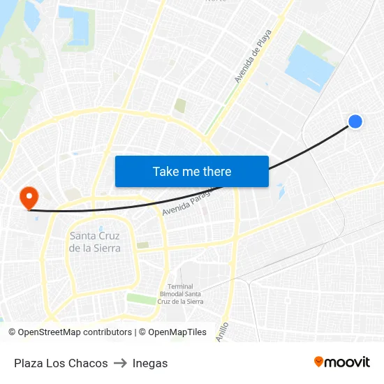 Plaza Los Chacos to Inegas map