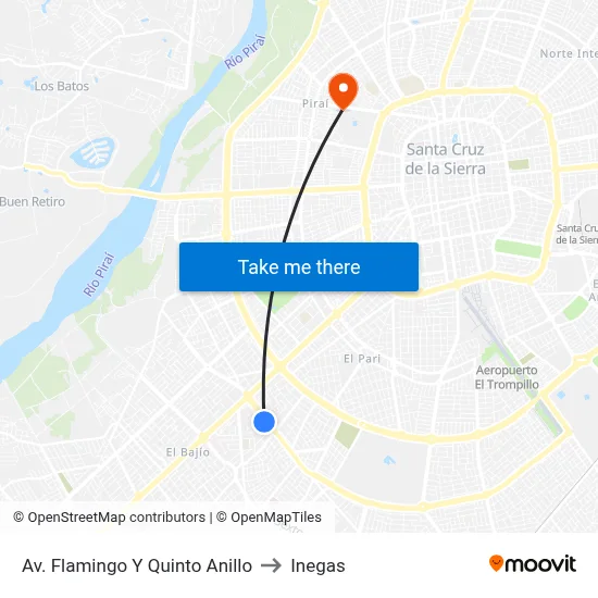 Av. Flamingo Y Quinto Anillo to Inegas map