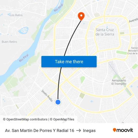 Av. San Martín De Porres Y Radial 16 to Inegas map