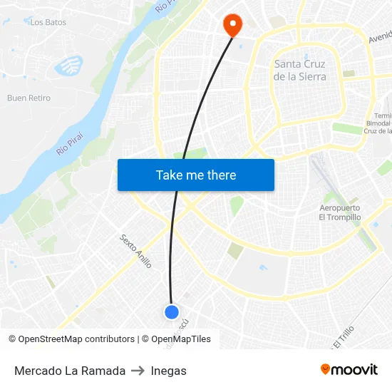 Mercado La Ramada to Inegas map