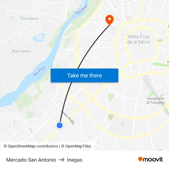 Mercado San Antonio to Inegas map