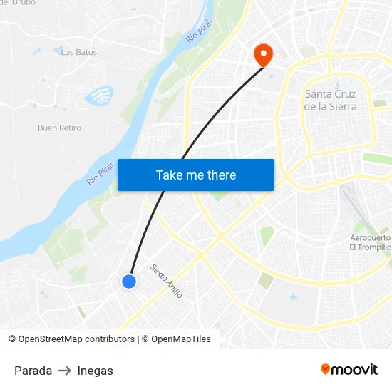 Parada to Inegas map