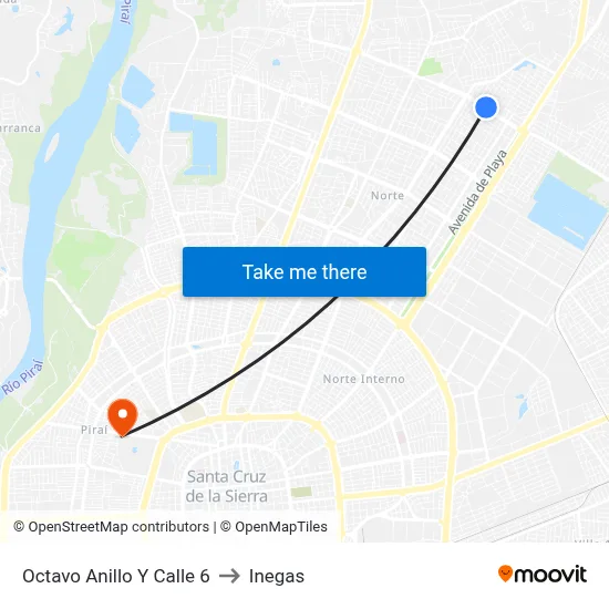 Octavo Anillo Y Calle 6 to Inegas map