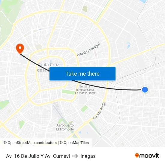 Av. 16 De Julio Y Av. Cumavi to Inegas map
