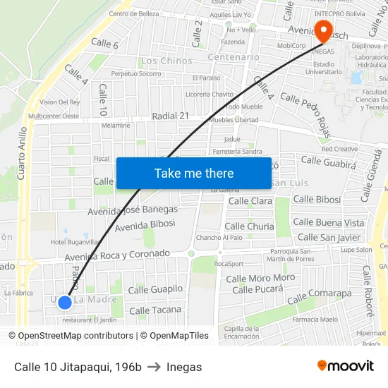 Calle 10 Jitapaqui, 196b to Inegas map