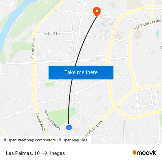 Las Palmas, 10 to Inegas map