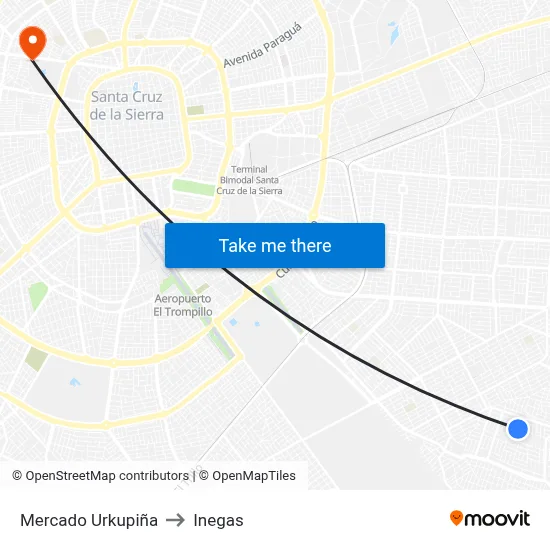 Mercado Urkupiña to Inegas map