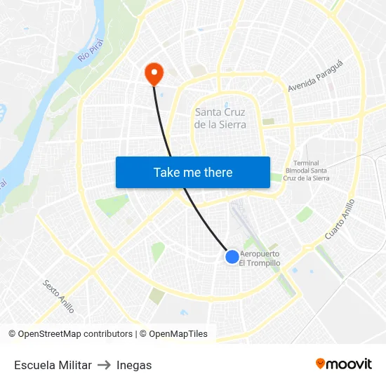 Escuela Militar to Inegas map