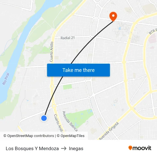 Los Bosques Y Mendoza to Inegas map