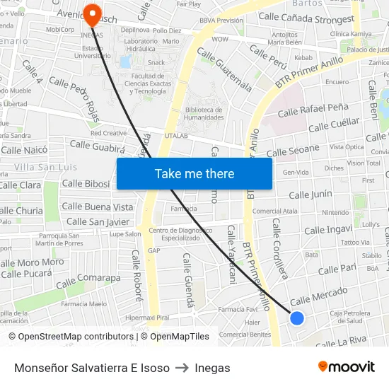 Monseñor Salvatierra E Isoso to Inegas map