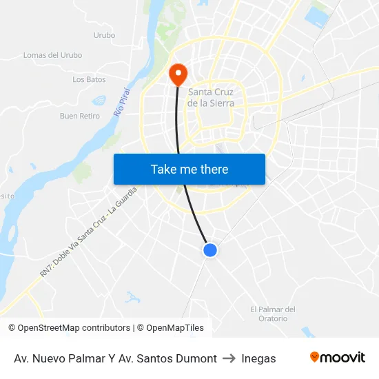 Av. Nuevo Palmar Y Av. Santos Dumont to Inegas map