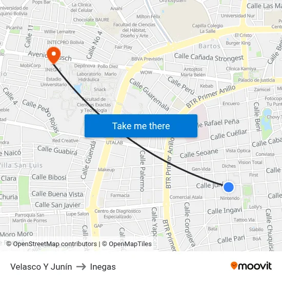 Velasco Y Junín to Inegas map