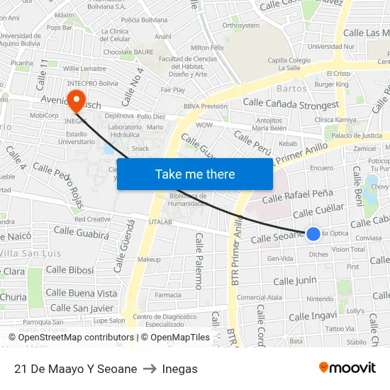 21 De Maayo Y Seoane to Inegas map