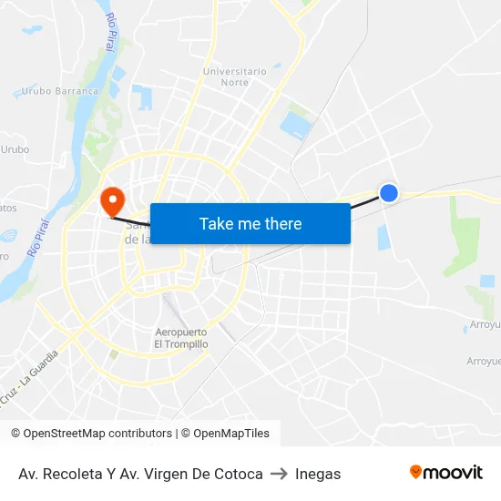 Av. Recoleta Y Av. Virgen De Cotoca to Inegas map