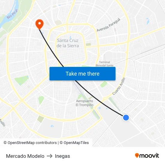 Mercado Modelo to Inegas map