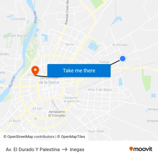 Av. El Durado Y Palestina to Inegas map