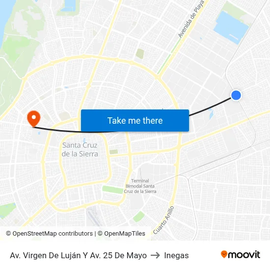 Av. Virgen De Luján Y Av. 25 De Mayo to Inegas map