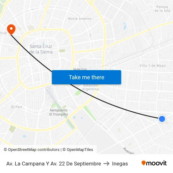 Av. La Campana Y Av. 22 De Septiembre to Inegas map